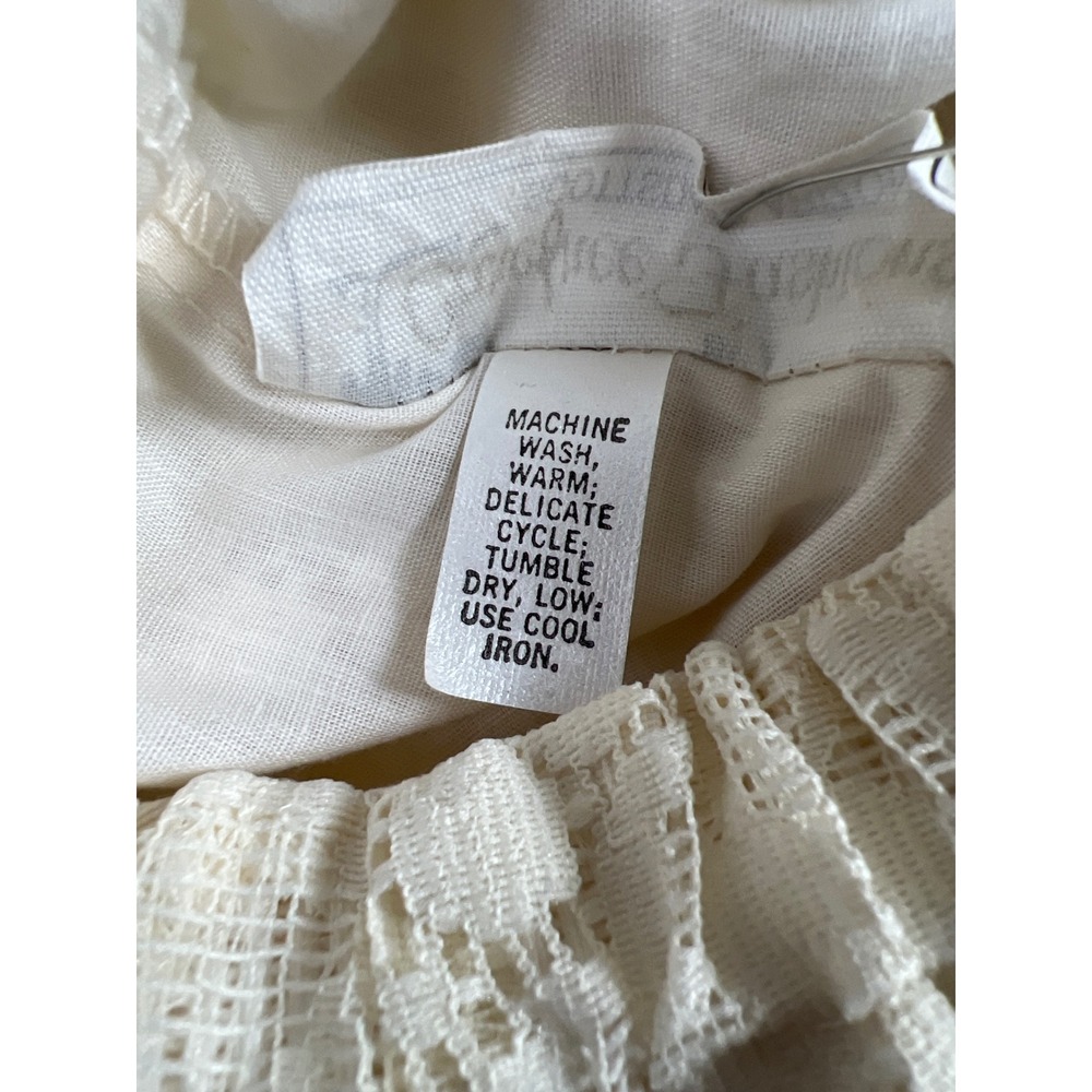 Vtg Carefree Fashions Skirt Top Set Women M Cream Lace Puff Sleeve Arizona USA - Picture 13 of 16